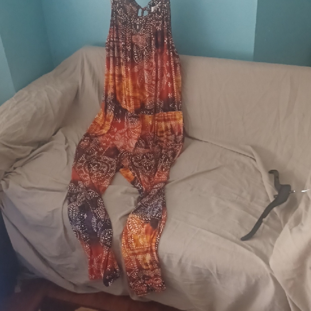 Mlle Gabrielle Vibrant Orange and Brown Jumpsuit